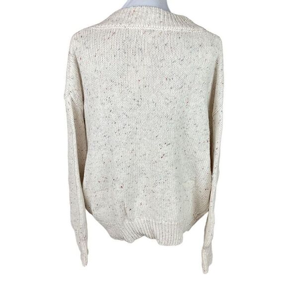 Abound Sweater V-Neck Drop Shoulder Ivory Confetti Blue Green Red Specks XL - Picture 2 of 15